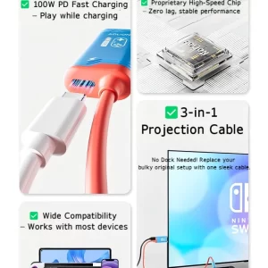 AOLION For Switch 2, Steam Deck, ROG Ally HD Projection Cable