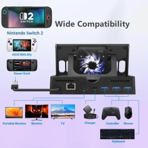 Foldable Docking Station 3 USB Ports Dock Station 4K@60Hz